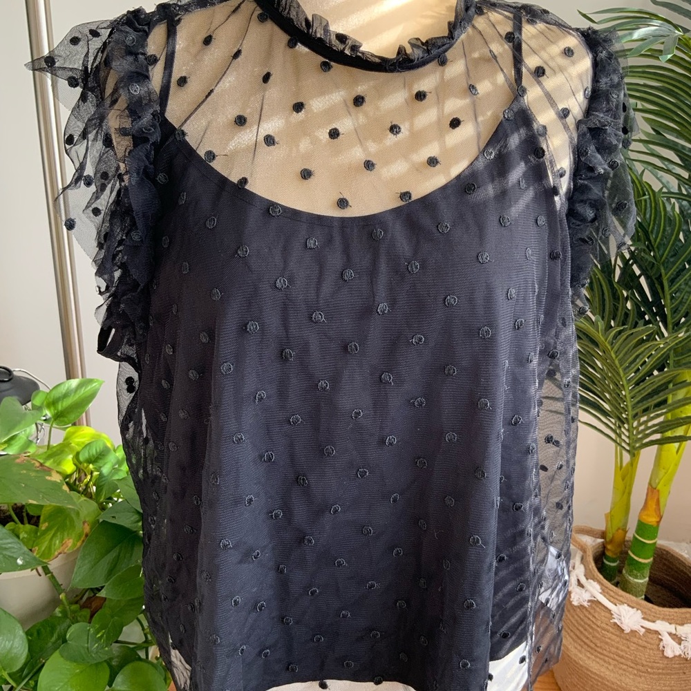 * OLD NAVY MESH POLKA DOT TOP W/CAMI XXL - Picture 3 of 4
